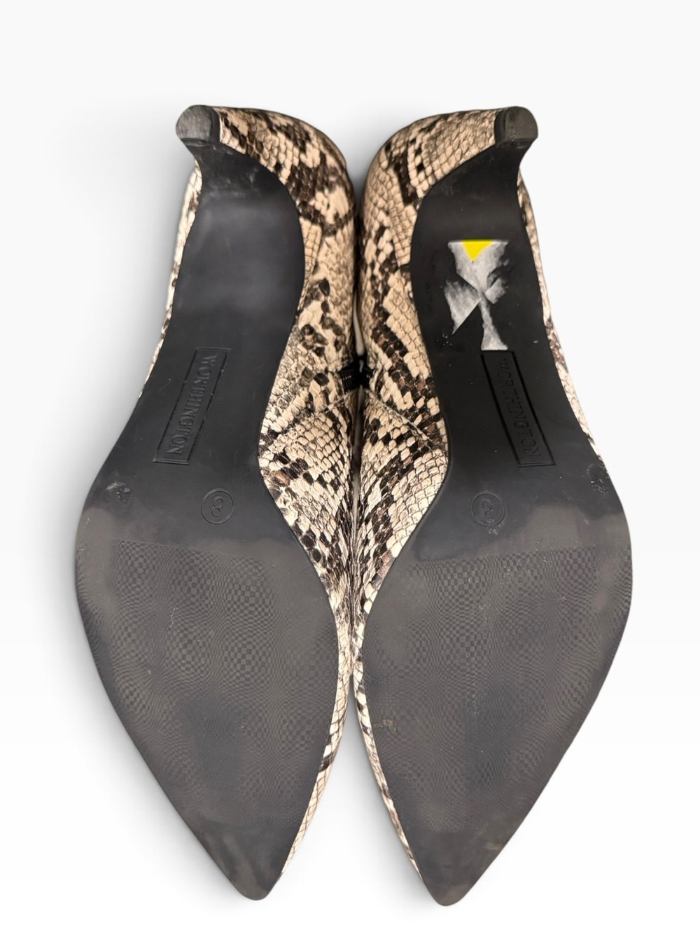 Worthington Women’s Snakeskin Pointed-Toe Kitten Heel Ankle Booties – Size 8M - Picture 4 of 6